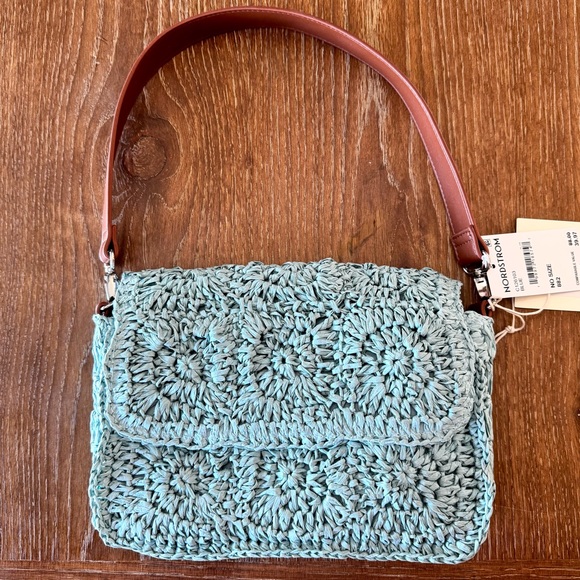 NWT Sol & Mer straw crochet square handbag - Picture 2 of 10